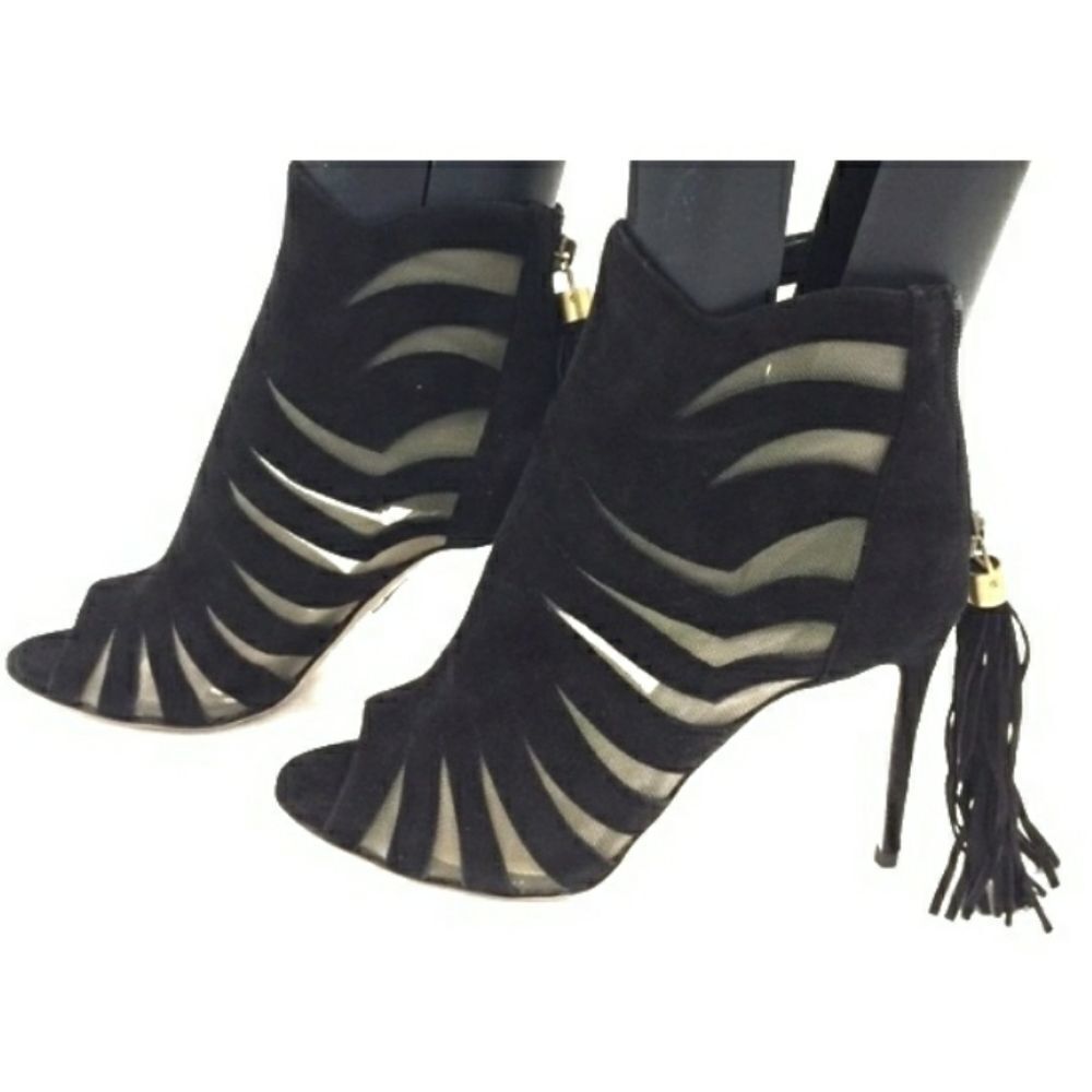 Black Paul Andrew 'Hanaa 90' Suede Cutout Booties - 36 - Picture 5 of 10